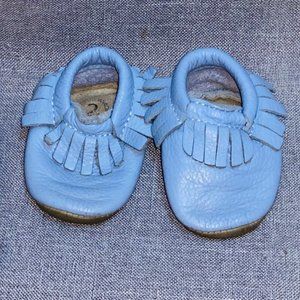 Minimoc/Heyfolks Baby blue solft soled shoe size 2
